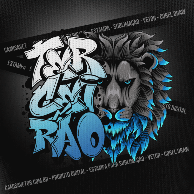 Estampa Terceirão Leão Azul e Preto