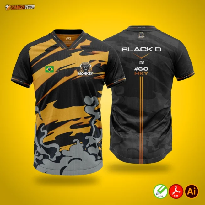 a Estampa Esports Monkey! Uma arte digital vibrante, cheia de atitude e estilo, perfeita para personalizar camisas de times