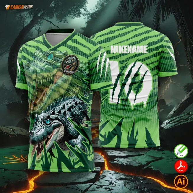Mostre a força da sua equipe com atitude! A Estampa Interclasse Crocodilo é perfeita para camisas de competição escolar, gincanas, jogos interclasse ou eventos esportivos. Um visual impactante, com o crocodilo como símbolo de resistência, agilidade e poder!