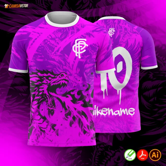 Estampa Interclasse Dragon Roxo. Traga a força, poder e atitude do dragão roxo para sua turma arrasar nos jogos interclasse!