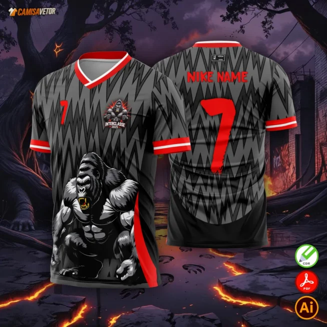 Mostre a força bruta e a liderança da sua equipe com a Estampa Interclasse Gorila! Um design imponente e cheio de atitude, perfeito para times que querem passar a imagem de resistência, união e respeito nas competições escolares e gincanas.