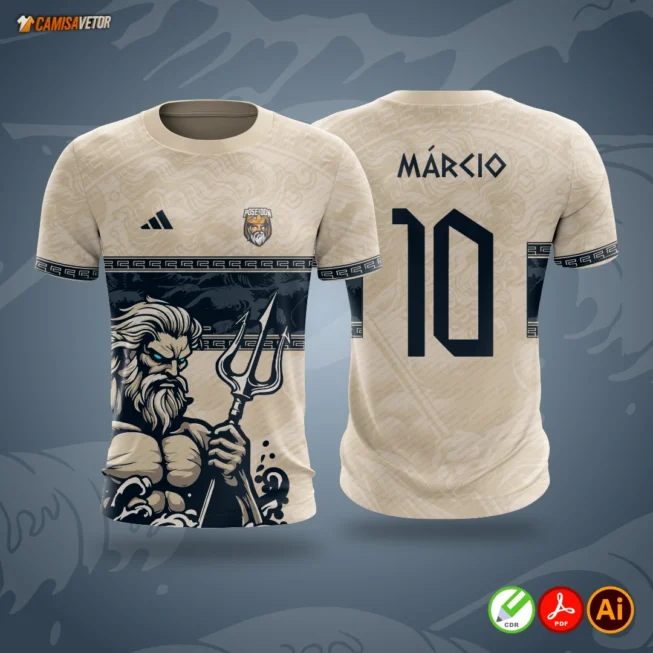 Entre no clima das competições com estilo e atitude! A Estampa Interclasse Poseidon traz o poder dos mares para a sua equipe.