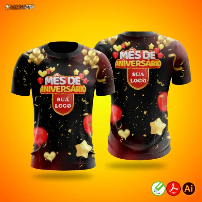 Estampa Mês de Aniversário. Deixe os aniversariantes do mês em destaque com essa estampa divertida e vibrante!