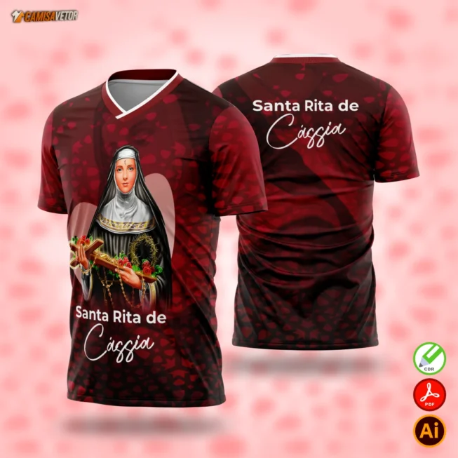 Demonstre sua fé com uma arte cheia de devoção! A Estampa Santa Rita de Cássia foi criada especialmente para camisas religiosas, festas de padroeira, grupos de oração e eventos católicos. Um design inspirado na santa das causas impossíveis, com traços delicados e simbologia cristã.