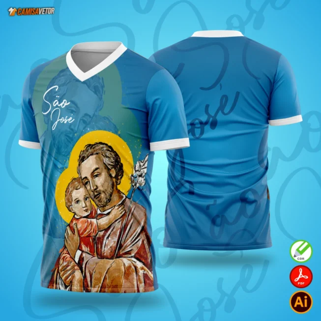Expresse sua fé com arte e devoção! A Estampa São José traz um visual religioso marcante, ideal para camisas de eventos católicos, festas religiosas, grupos de oração e ações de evangelização. Uma arte com traços suaves, simbologia cristã e grande valor espiritual.