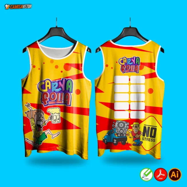 Entre no ritmo da folia com a Estampa Abadá CarnaFolia 04! Ideal para blocos, festas e eventos carnavalescos, esse modelo foi criado para destacar sua equipe ou grupo com muito estilo e cores vibrantes.