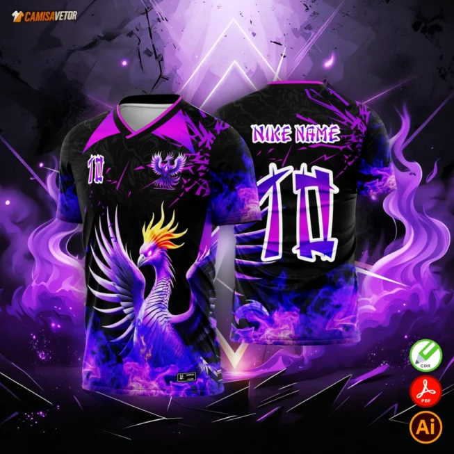 Leve para o seu evento escolar ou campeonato uma arte poderosa e cheia de energia! A Estampa Interclasse Fênix simboliza superação, força e renascimento, perfeita para representar a união e a garra da sua equipe.