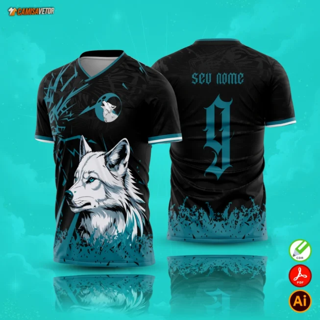 Leve para o seu uniforme a garra e a imponência do Lobo! Design vetorial profissional, ideal para destacar sua equipe nos jogos interclasse com estilo e força. Lançamento da Estampa Interclasse Lobo 2!