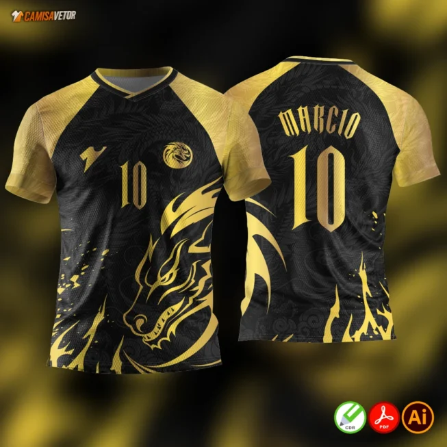 Mostre a força, a imponência e o poder do seu time com a Estampa Interclasse Dragão Gold! Um design exclusivo e imponente, perfeito para camisetas de turmas, jogos escolares e eventos interclasse que exigem destaque.