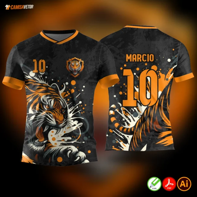 Mostre a garra e a força da sua turma com a Estampa Interclasse Tigre! Um design poderoso e moderno, ideal para destacar sua equipe nos jogos, campeonatos e eventos escolares.