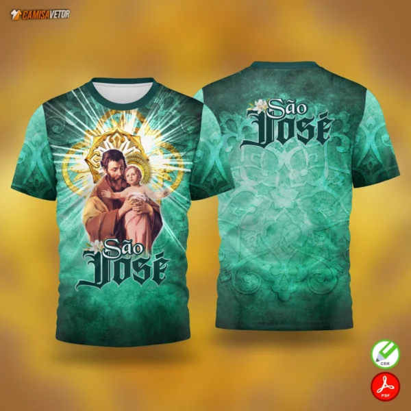 Expresse sua fé com a Estampa São José 3, protetor das famílias e dos trabalhadores. Uma arte sagrada perfeita para camisetas religiosas, eventos de devoção, grupos de oração e celebrações católicas. 🌟