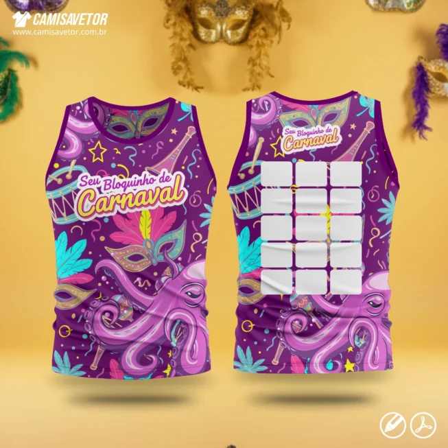 Deixe suas camisas de Carnaval ainda mais divertidas e personalizadas com a estampa Seu Bloquinho de Carnaval 01! Um design vibrante, moderno e perfeito para blocos, grupos de amigos, eventos e produções personalizadas.