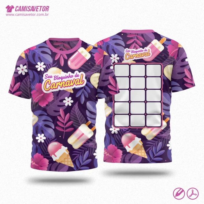 Deixe suas camisas de Carnaval ainda mais divertidas e personalizadas com a estampa Seu Bloquinho de Carnaval 05