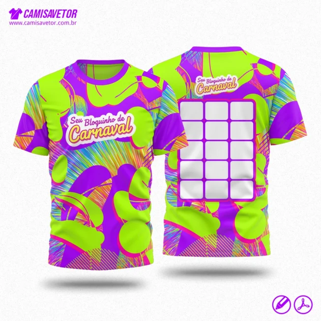 Deixe suas camisas de Carnaval ainda mais divertidas e personalizadas com a estampa Seu Bloquinho de Carnaval 06