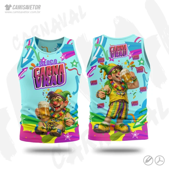 A Estampa Carnaval Bloco Carnavrau 02 é um produto digital profissional, ideal para camisetas de blocos carnavalescos, abadás, eventos de carnaval, festas e ações promocionais. Design alegre e temático, perfeito para personalização e impressão.