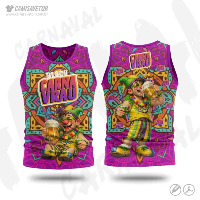 A Estampa Carnaval Bloco Carnavrau 04 é um produto digital profissional, ideal para camisetas de blocos carnavalescos, abadás, eventos de carnaval, festas e ações promocionais. Design alegre e temático, perfeito para personalização e impressão.