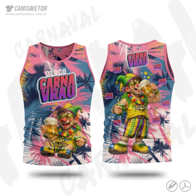 A Estampa Carnaval Bloco Carnavrau 08 é um produto digital profissional, ideal para camisetas de blocos carnavalescos, abadás, eventos de carnaval, festas e ações promocionais. Design alegre e temático, perfeito para personalização e impressão.