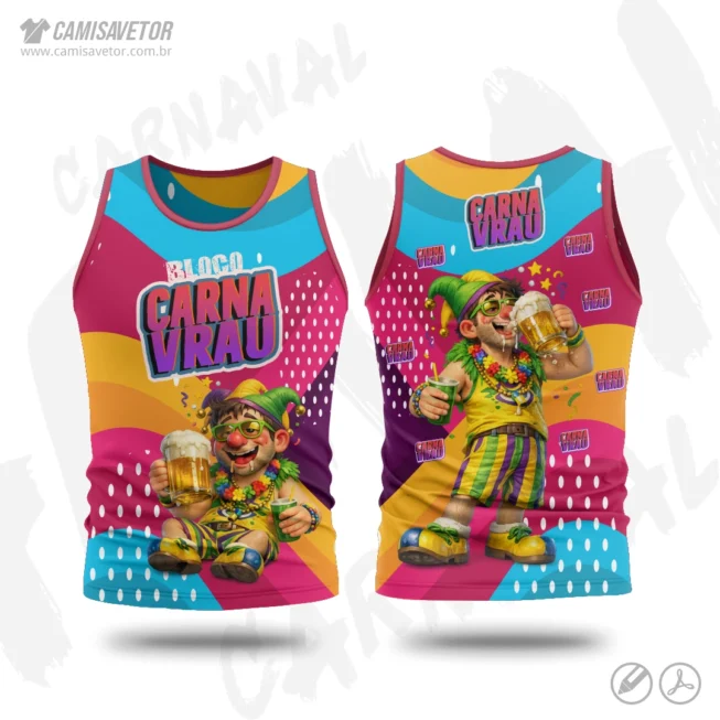 A Estampa Carnaval Bloco Carnavrau 10 é um produto digital profissional, ideal para camisetas de blocos carnavalescos, abadás, eventos de carnaval, festas e ações promocionais. Design alegre e temático, perfeito para personalização e impressão.