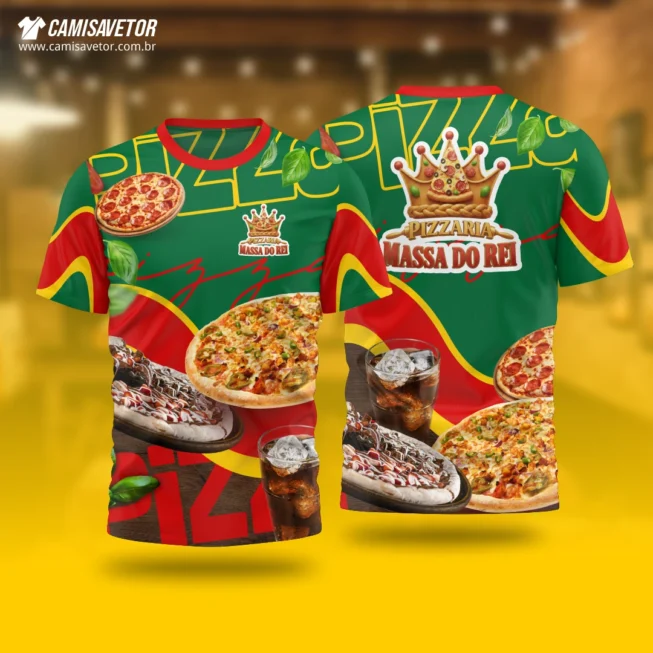 A Estampa Pizzaria Massa do Rei é um produto digital profissional, ideal para camisetas de pizzarias, uniformes de equipe, divulgação da marca e uso promocional. Design com identidade gastronômica, visual atrativo e pronto para impressão.