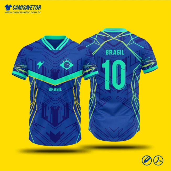 Estampa Camisa do Brasil Copa do Mundo Azul é um produto digital profissional, ideal para camisetas de torcida, eventos esportivos, Copa do Mundo e personalização de camisas do Brasil.