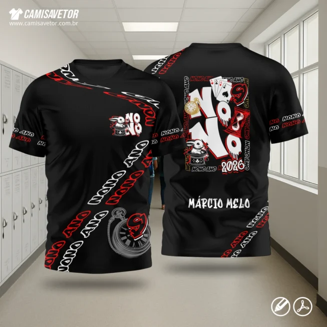 Estampa Nono Ano Coelho Tempo é um produto digital profissional, ideal para camisetas de turmas do 9º ano, formaturas escolares e eventos estudantis.