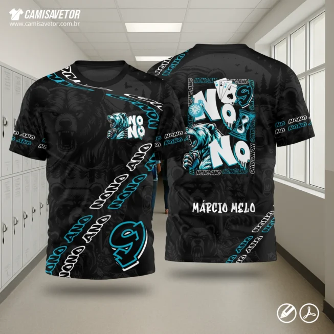 Estampa Nono Ano Urso é um produto digital profissional, ideal para camisetas de turmas do 9º ano, formaturas escolares e eventos estudantis